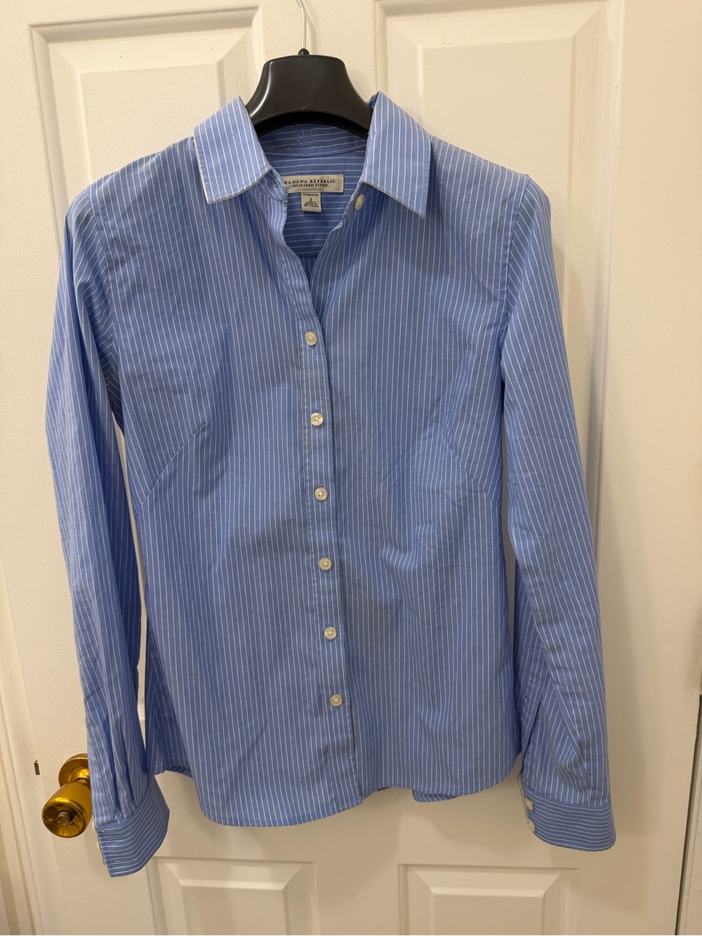 Banana Republic Blue and White Pinstripe Button-Down Shirt